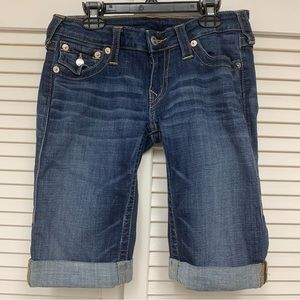 True Religion Knee Length Blue Jean Shorts 27